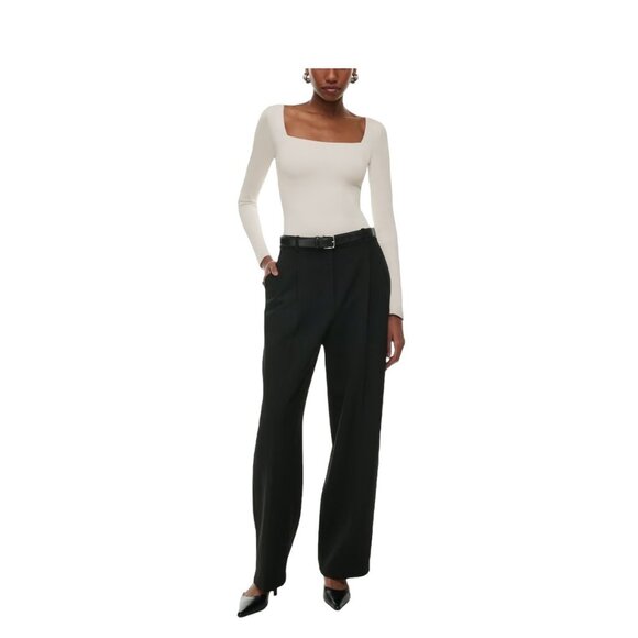 Babaton Aritzia Squareneck Longsleeve Top Cream Size S Minimalist Neutral Cute - Picture 1 of 13